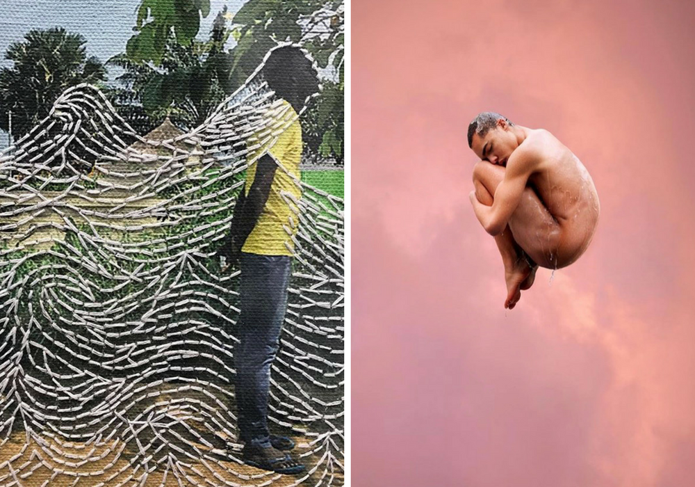 Left: Details Ca va Aller, Joana Choumali, 2017 Right: Immortal, David Uzochukwu, 2015
